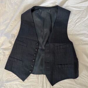 Men's Black Pinstripe Vest